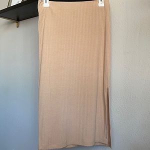 Tan Striped Pencil Skirt